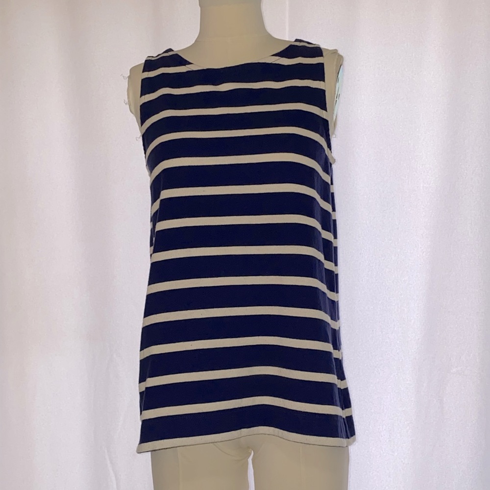 LOFT - navy blue striped sleeveless blouse